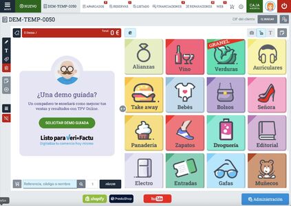 Elige la familia del pedido en TPV Online